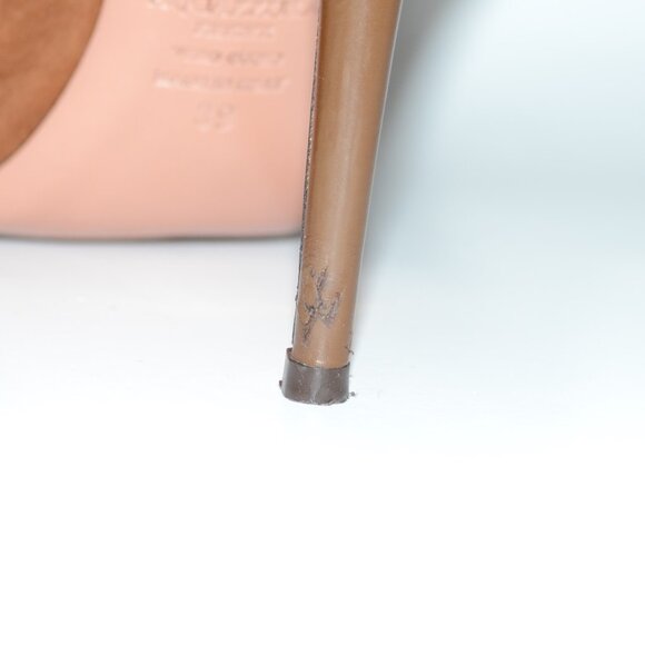 Aquazzura Brown Suede Cutout Get Me Everywhere 105 Heels SIZE 9 EU 39 - Picture 12 of 14